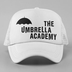 NEW Umbrella Academy Wordmark Logo Foam Trucker Mesh Snapback Hat WHITE